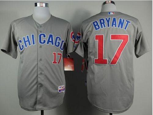 Cubs #17 Kris Bryant Grey Road Cool Base Stitched MLB Jersey - Click Image to Close